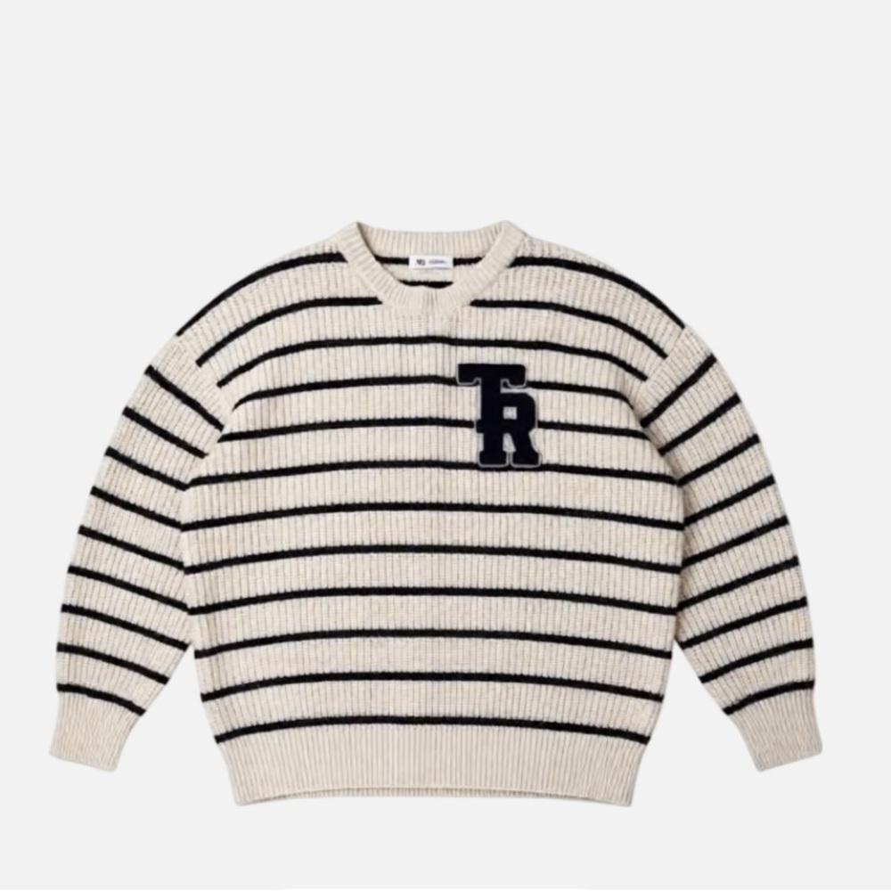 Classic Striped Beige and Black Sweatshirt